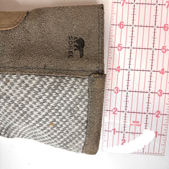 SOREL Boots Womens 7 Slimshortie Winter Waterproof Leather Felt Casual Tan Grey - Picture 14 of 15